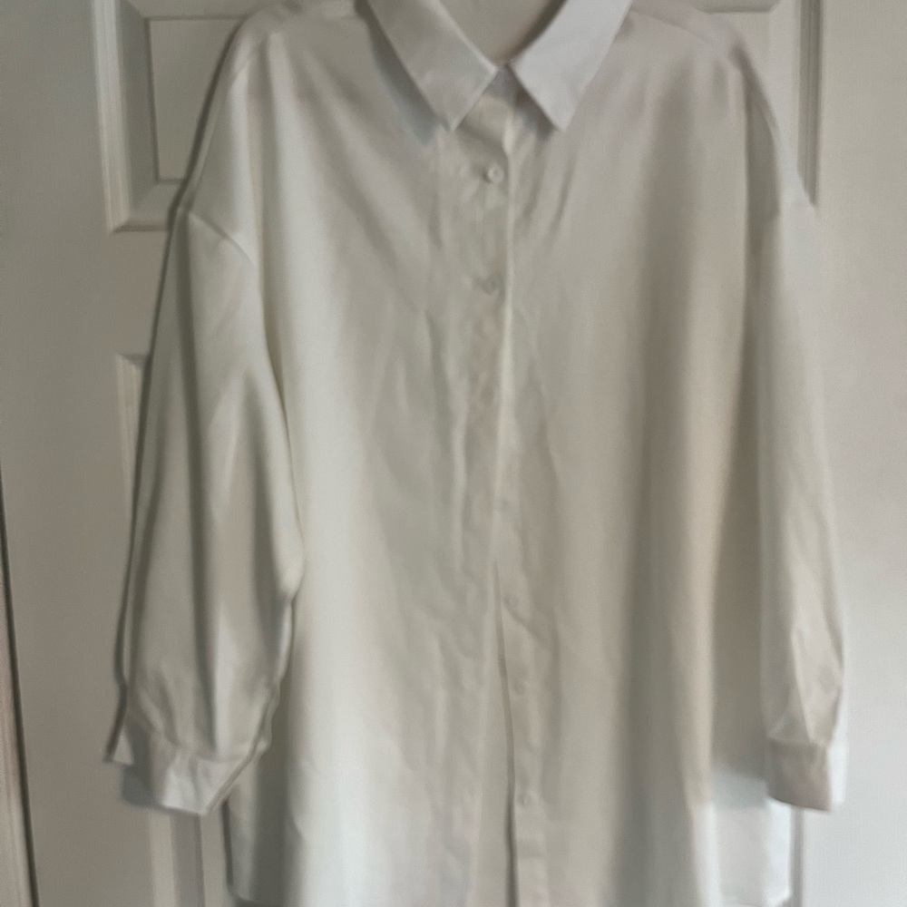 SHEIN oversized white button-down top
